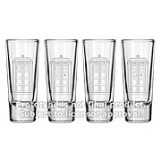Doctor Who TARDIS Etched Look 2 oz. Glass Set of 4